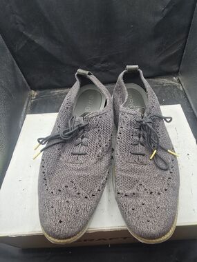Origins Knit Wingtip Lace-Up Shoes in Gray